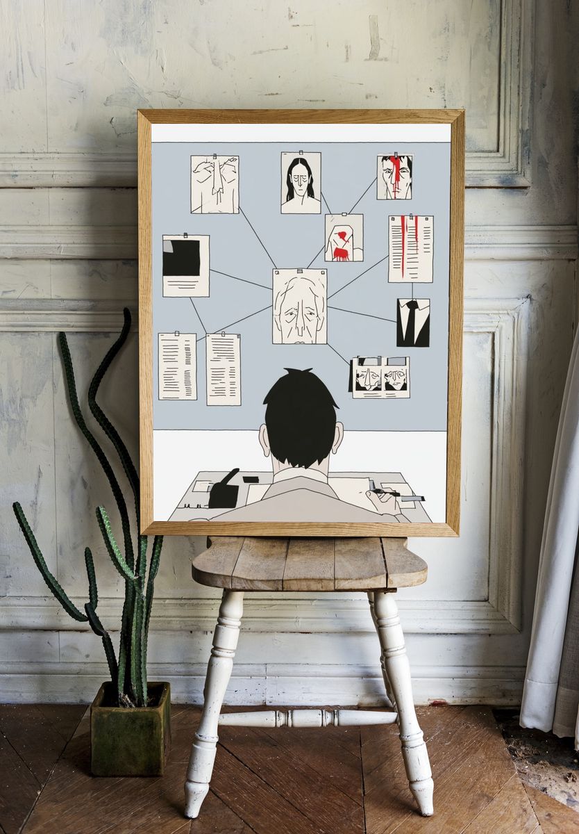 Detective Board Illustration Poster. — room view 1