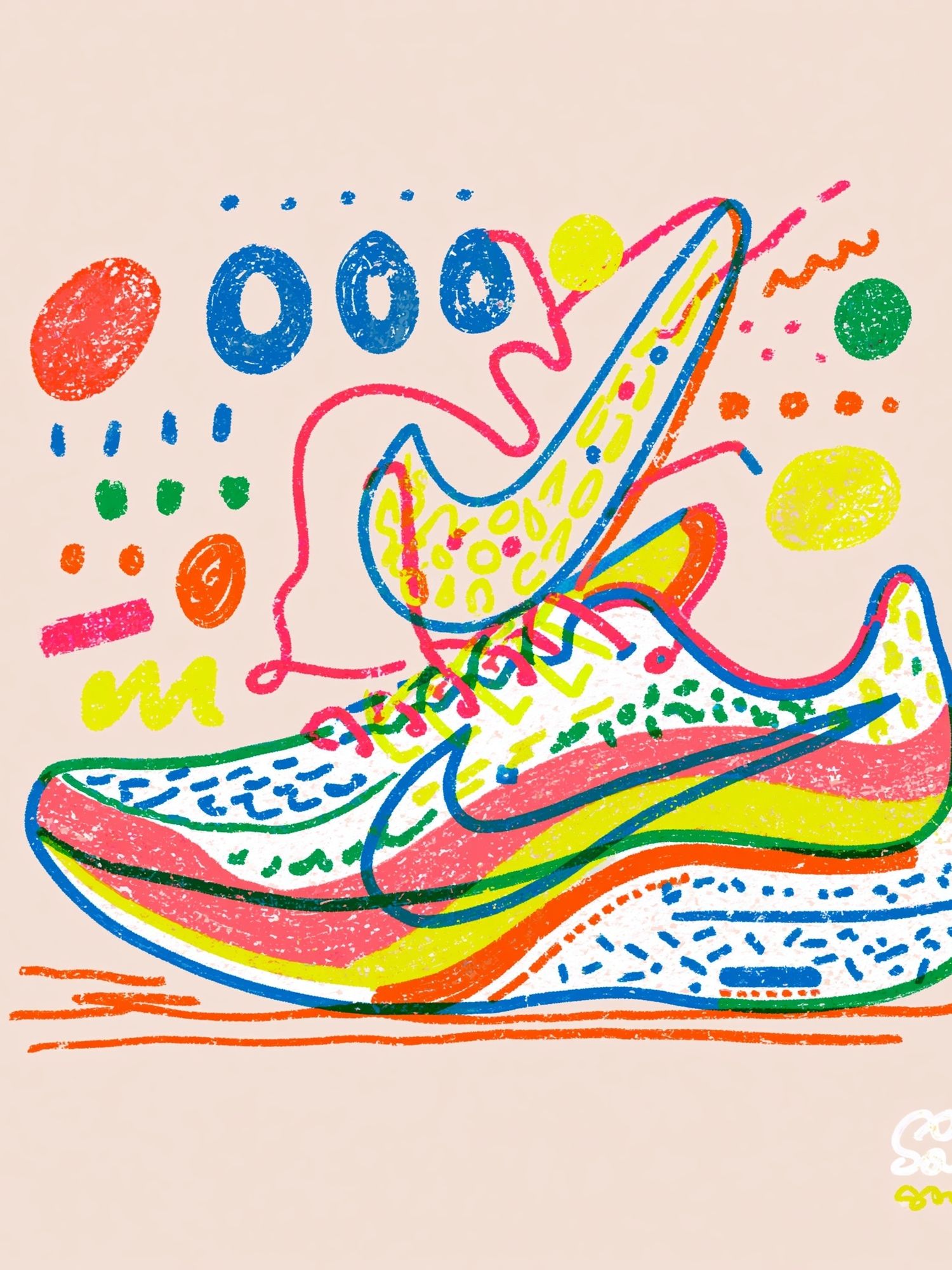 Colorful Sneaker Doodle Poster. poster — illustration art