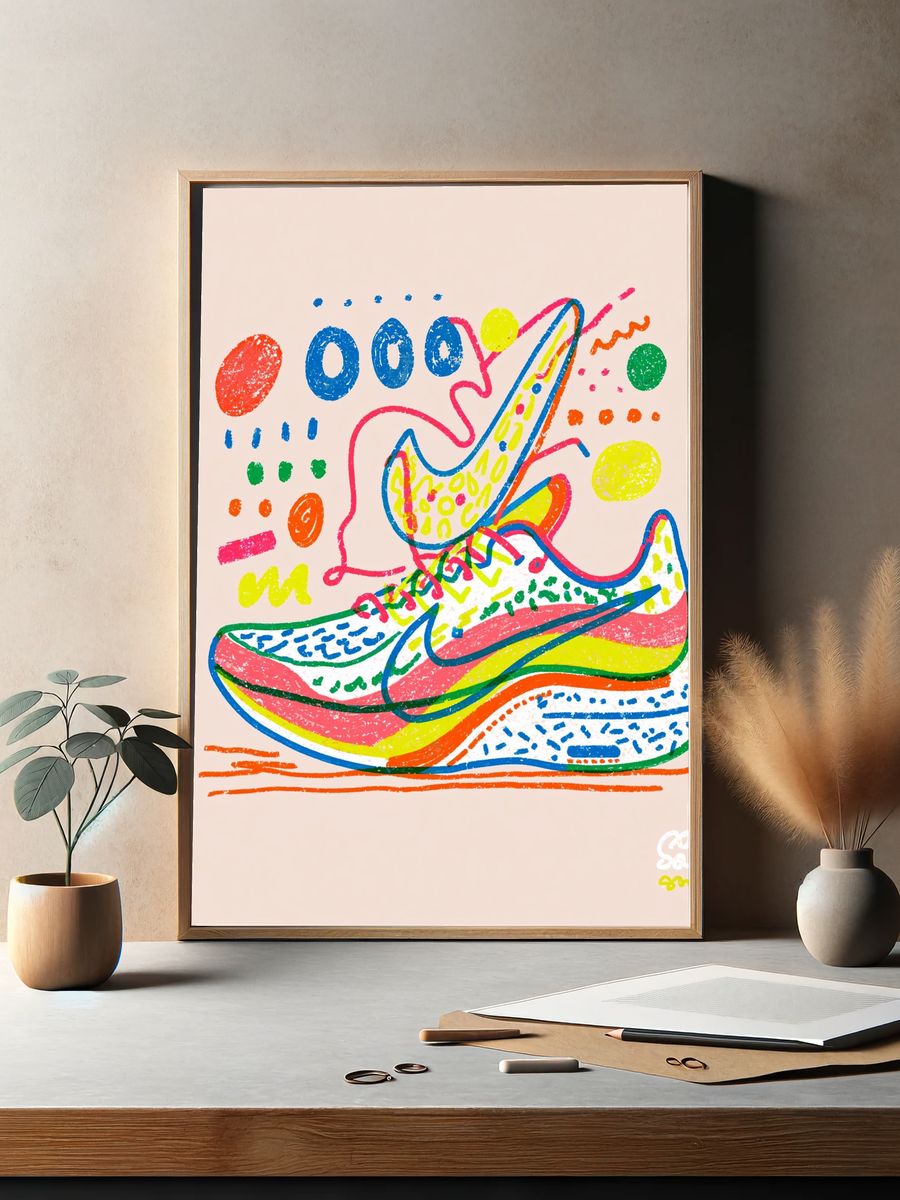 Colorful Sneaker Doodle Poster. — room view 2