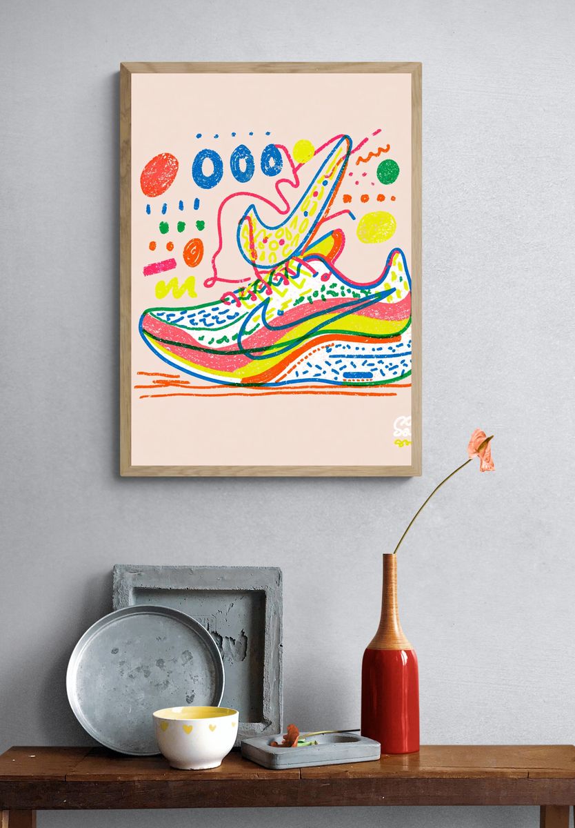 Colorful Sneaker Doodle Poster. — room view 3