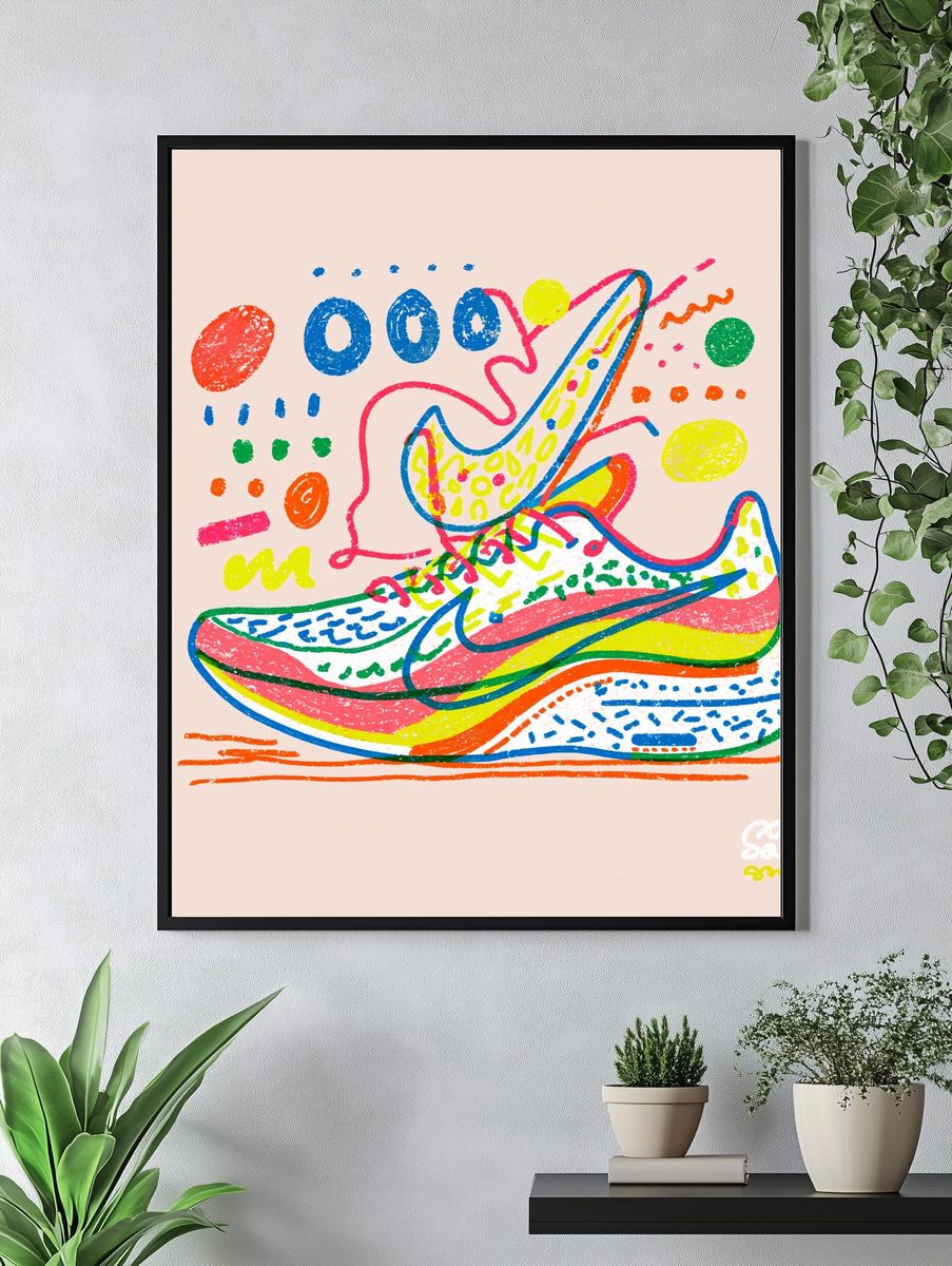 Colorful Sneaker Doodle Poster. — room view 4