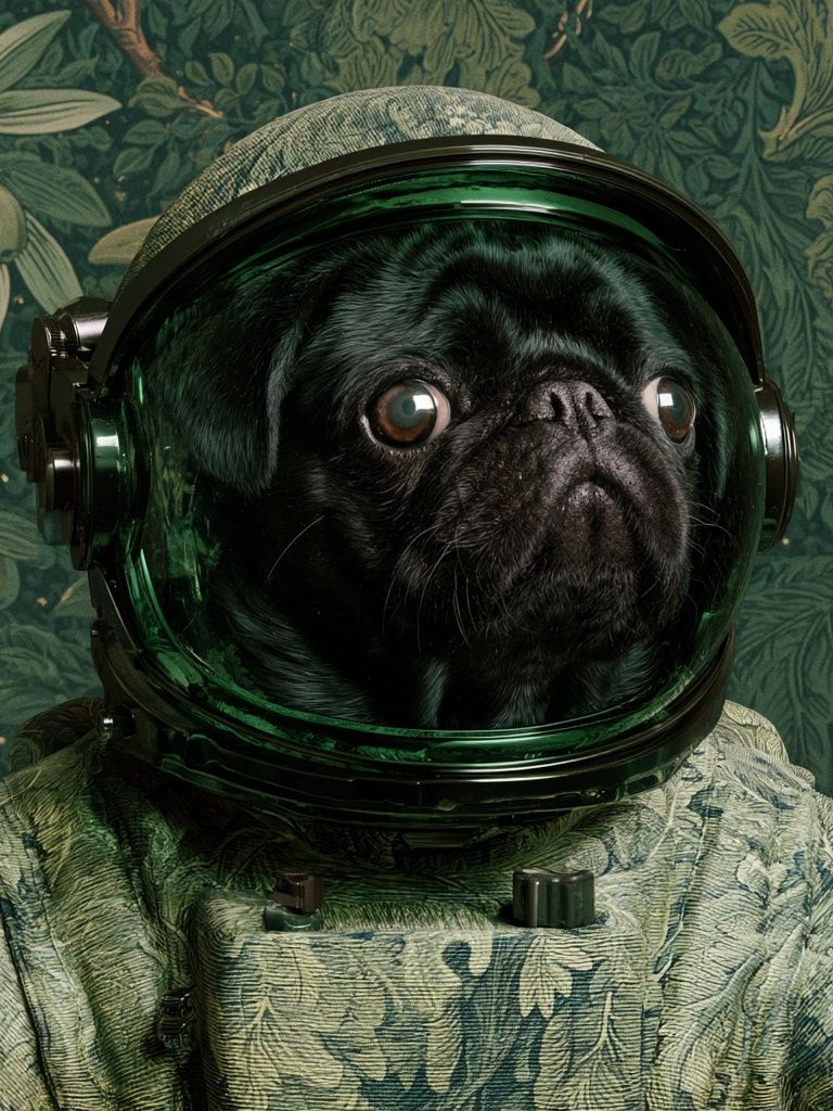 Astronaut Pug Illustration Poster. poster detail