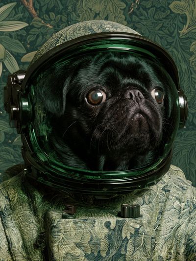 Astronaut Pug Illustration Poster. poster