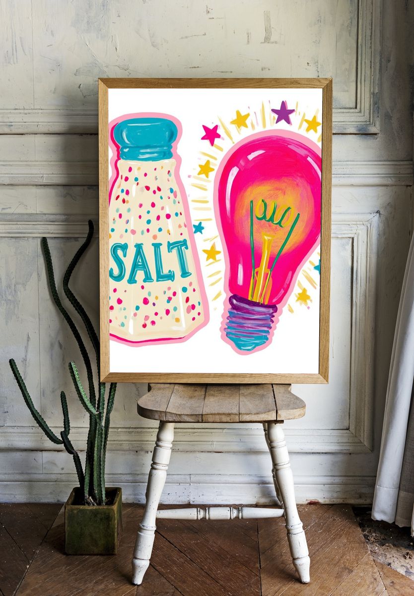 Salt and Lightbulb Illustration Poster. — room view 1