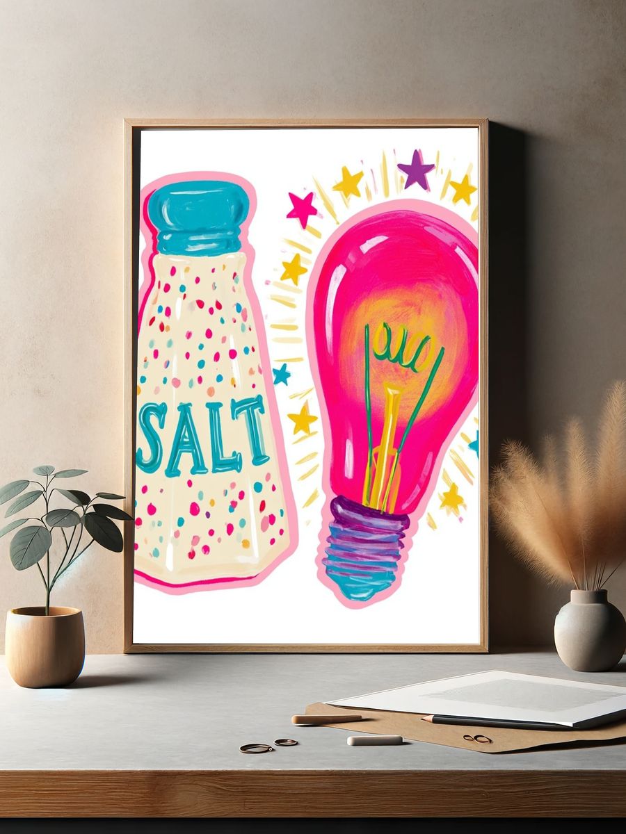 Salt and Lightbulb Illustration Poster. — room view 2