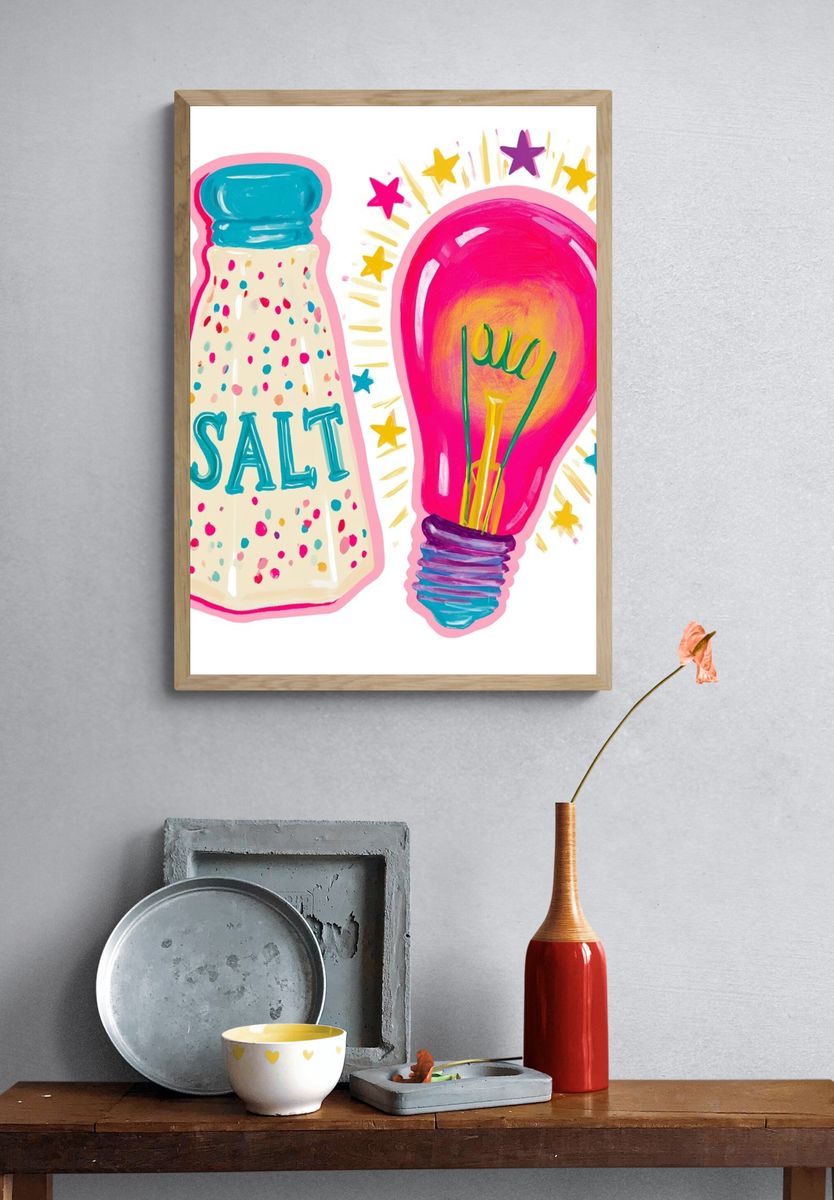 Salt and Lightbulb Illustration Poster. — room view 3