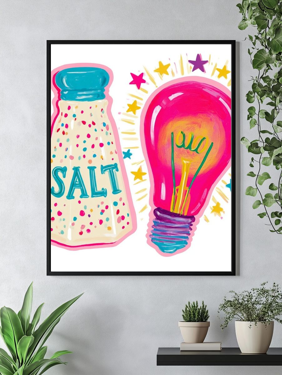 Salt and Lightbulb Illustration Poster. — room view 4