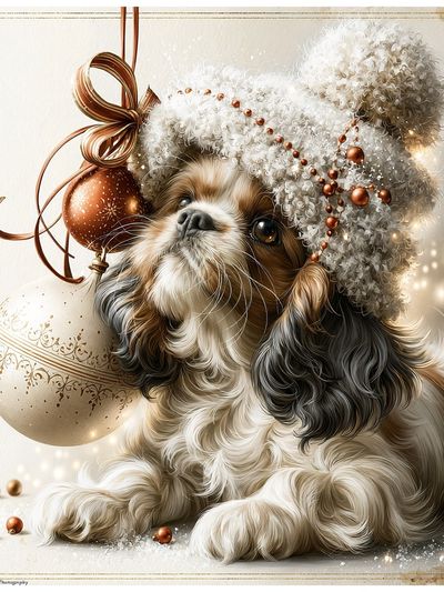 Festive Shih Tzu Illustration Poster. poster