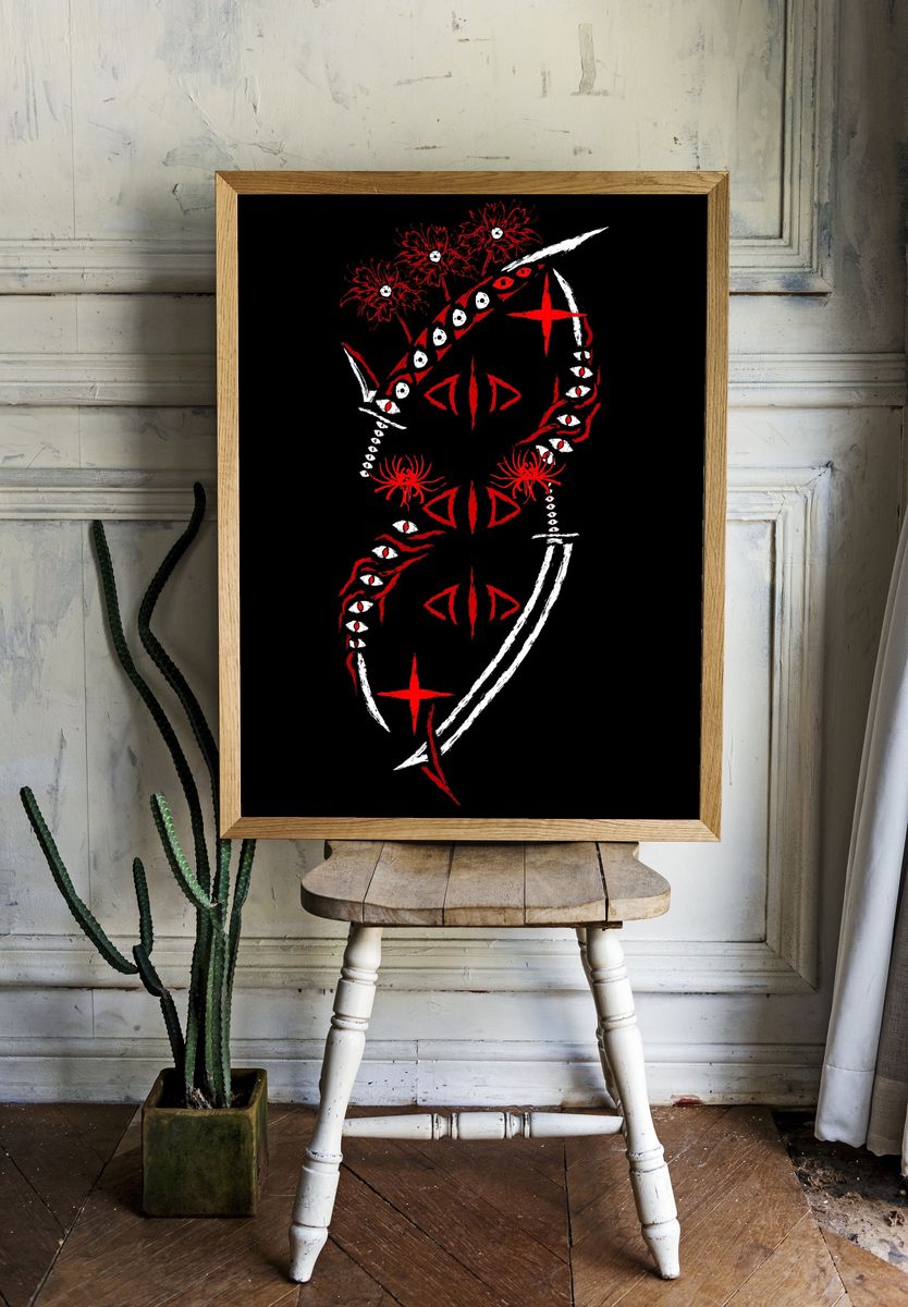 Red Eye Serpent Illustration Poster. room preview