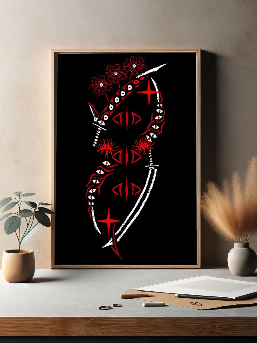 Red Eye Serpent Illustration Poster. — room view 2