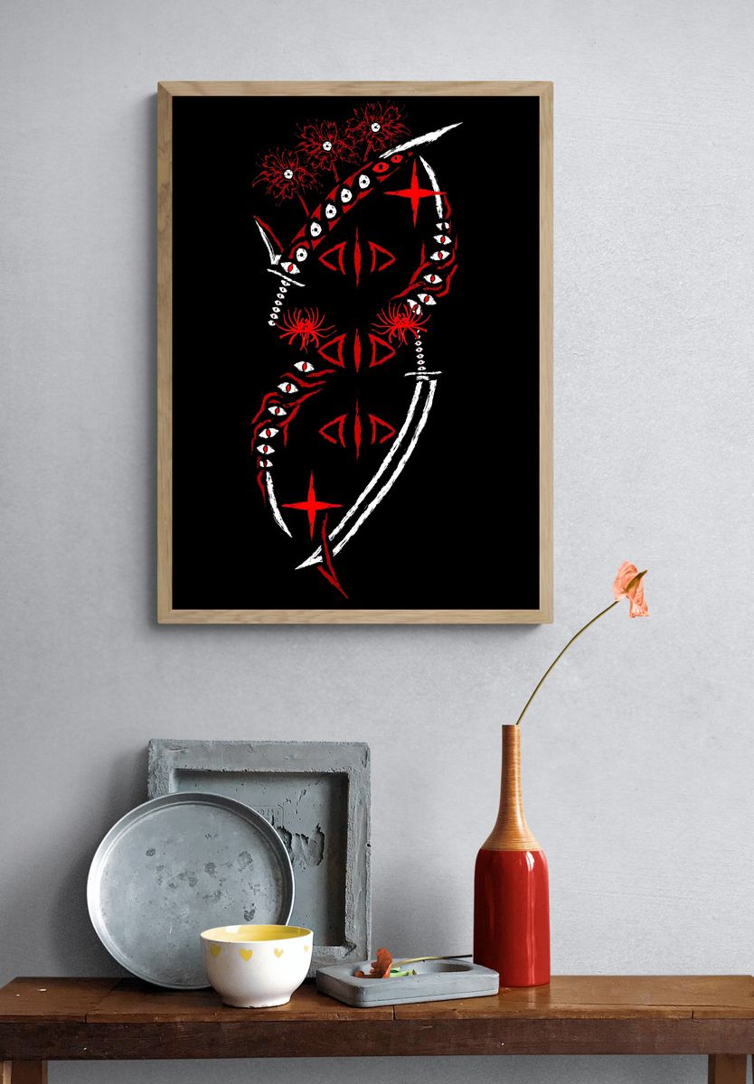 Red Eye Serpent Illustration Poster. — room view 3