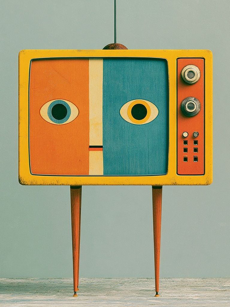 Retro TV Face Illustration Poster. poster — illustration art