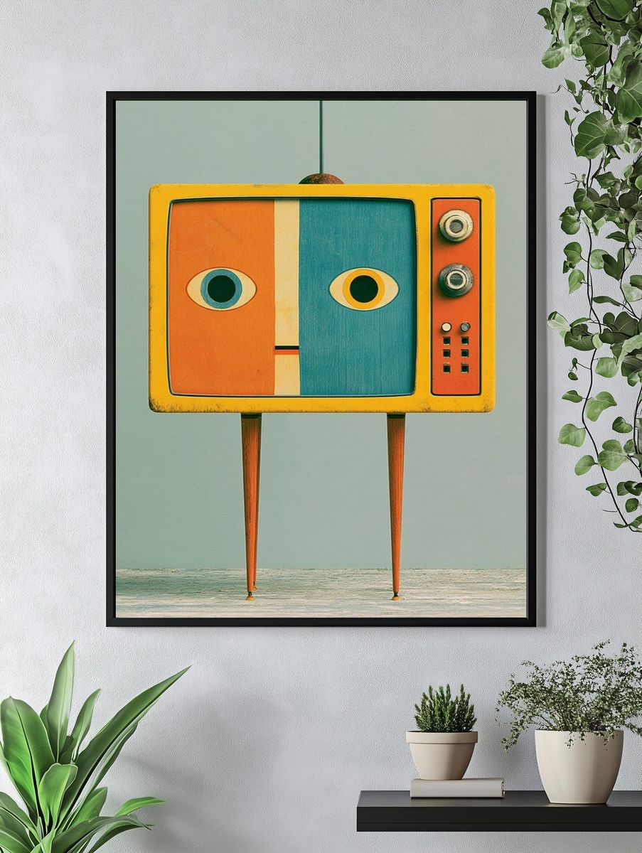 Retro TV Face Illustration Poster. — room view 4
