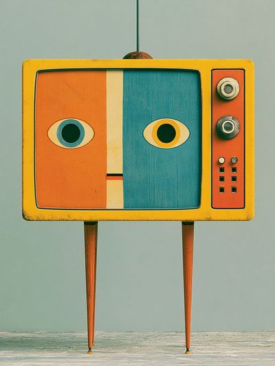 Retro TV Face Illustration Poster. poster