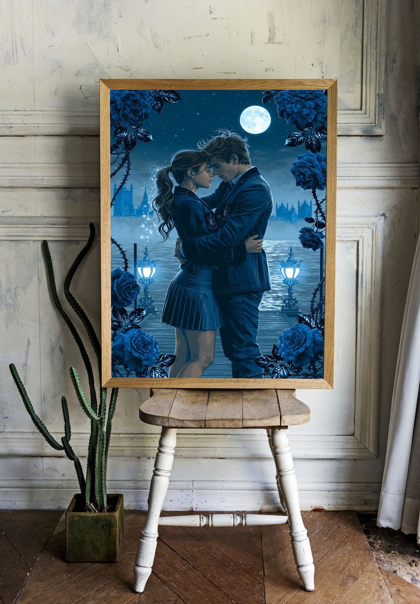 Moonlit Romance Digital Art Poster. room preview