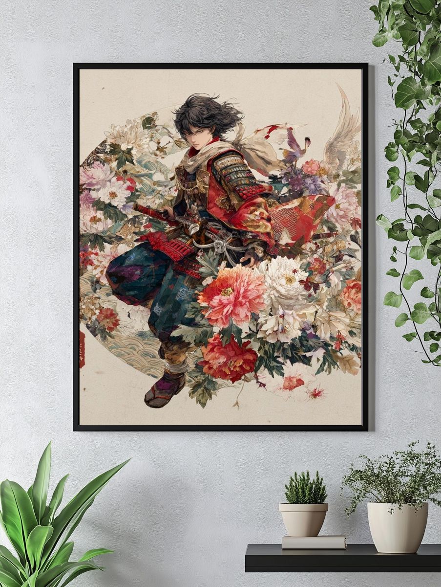 Samurai Floral Watercolor Print. — room view 4