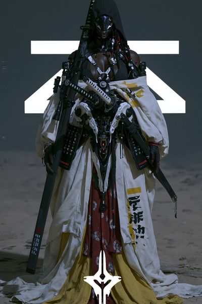 Cyber Samurai Warrior Illustration Poster. poster