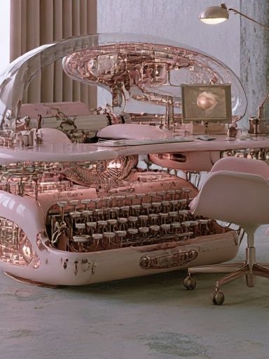 Futuristic Pink Office Poster. poster — illustration art