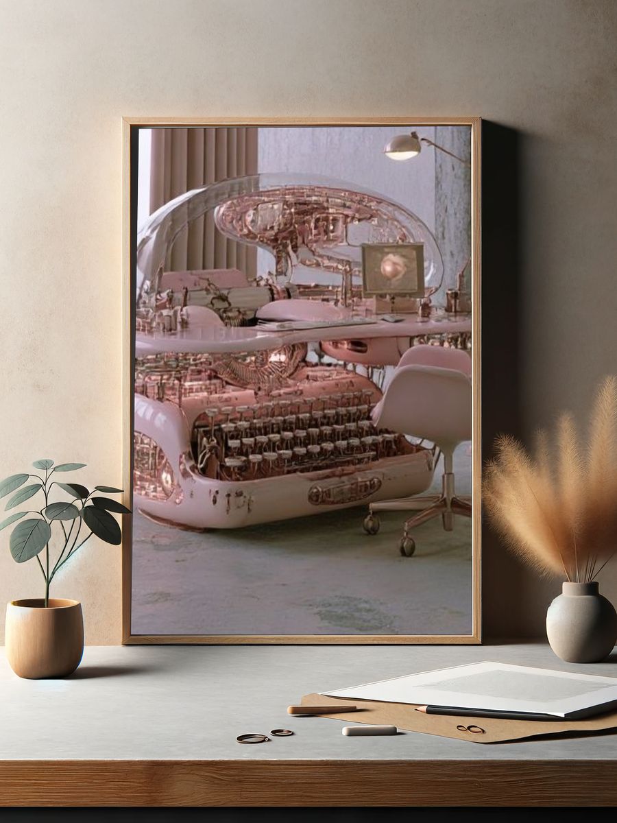 Futuristic Pink Office Poster. — room view 2