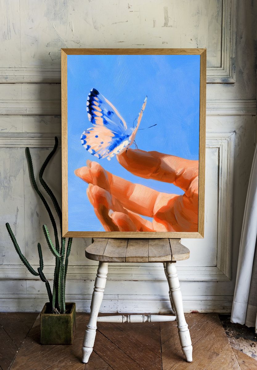 Butterfly Hand Study Illustration Poster. room preview