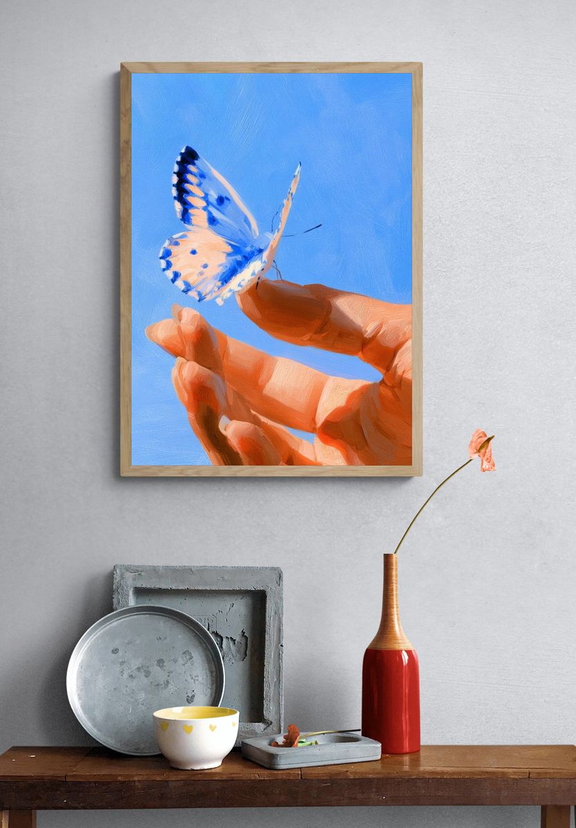 Butterfly Hand Study Illustration Poster. — room view 3