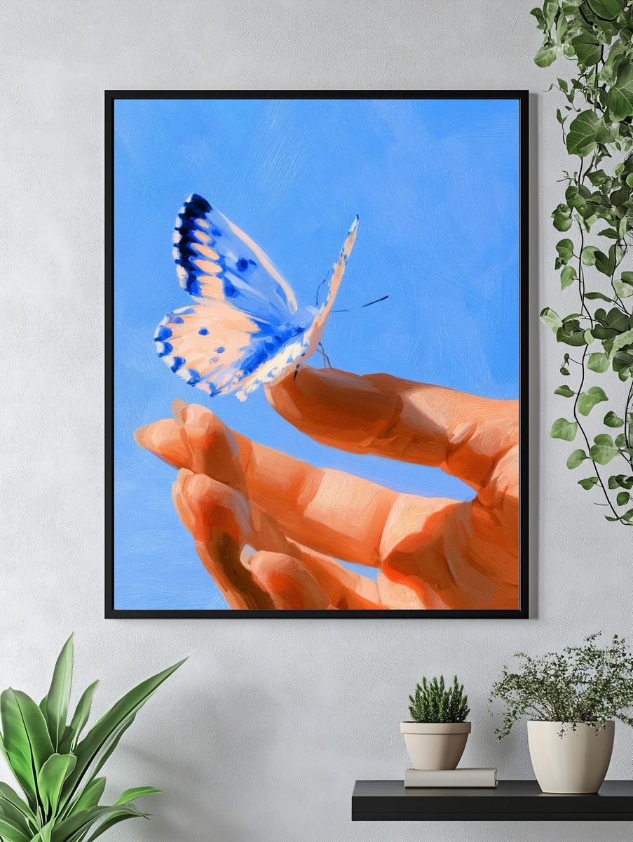 Butterfly Hand Study Illustration Poster. — room view 4