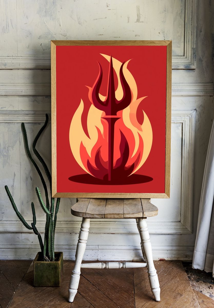 Trident Flame Illustration Poster. room preview