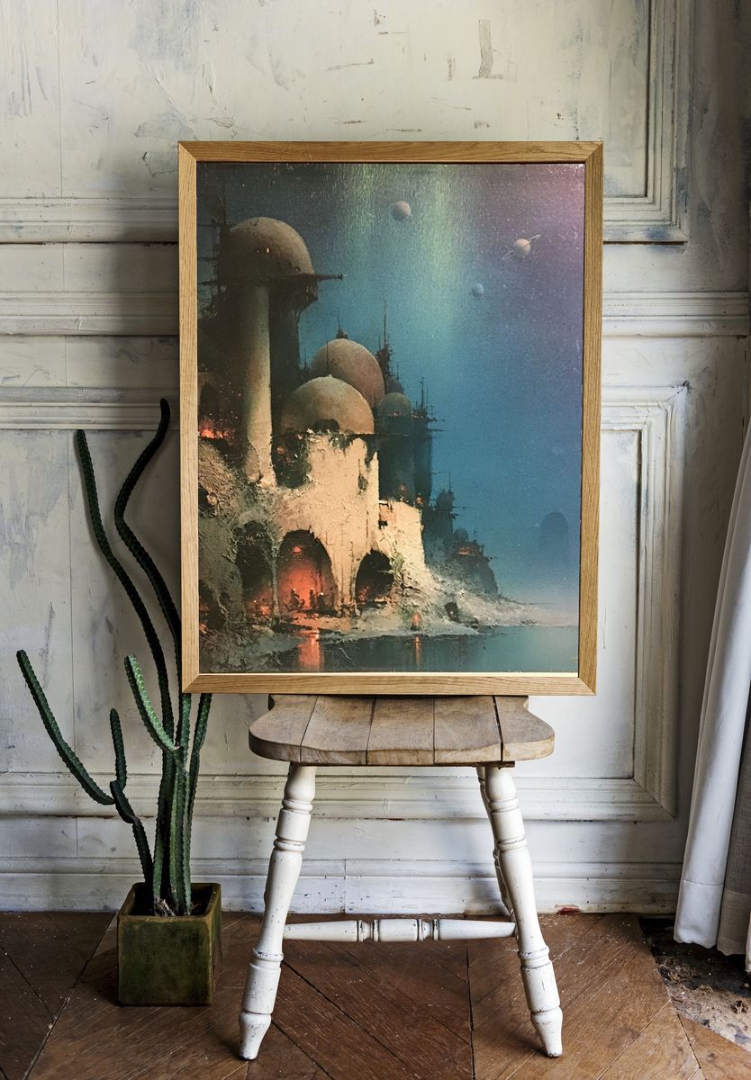 Sci-Fi Cityscape — Fine-Art Print. room preview