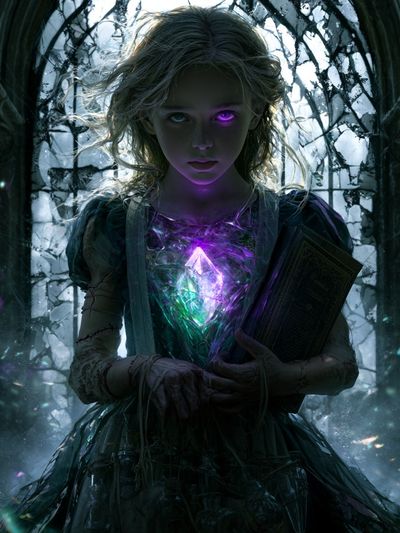 Enchanted Girl with Crystal Poster. poster