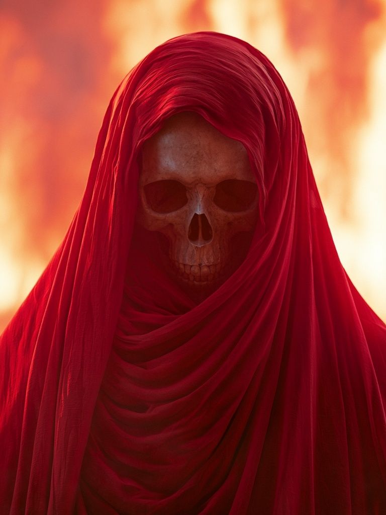 Crimson Skull Hooded Figure Poster. poster detail