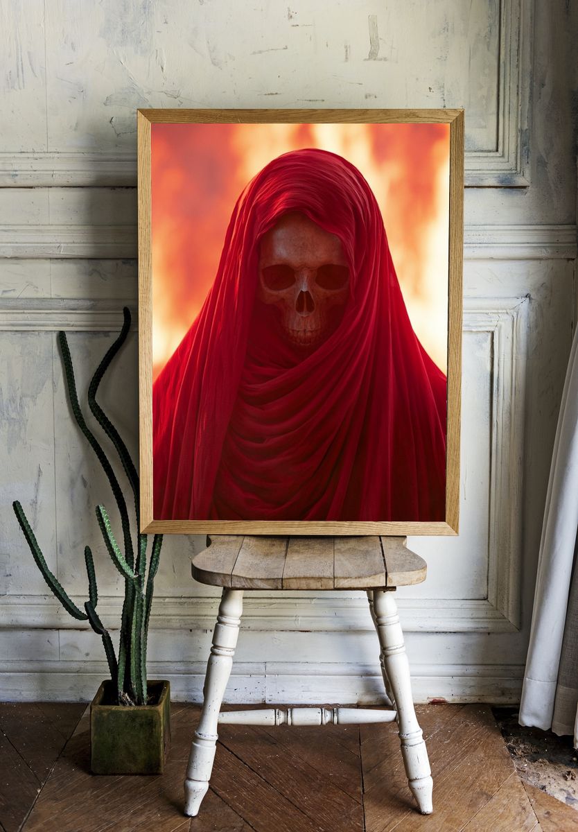 Crimson Skull Hooded Figure Poster. — room view 1