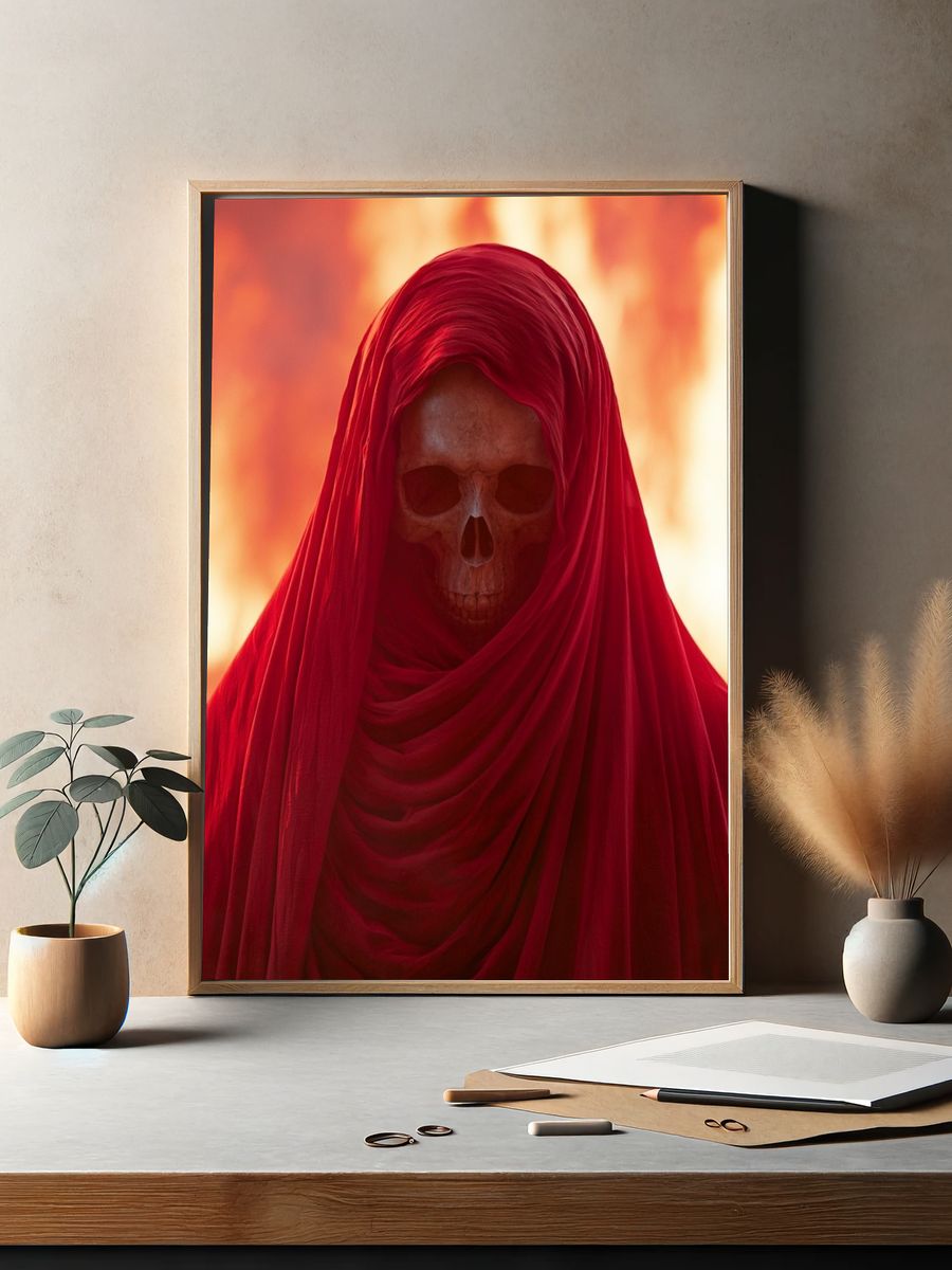 Crimson Skull Hooded Figure Poster. — room view 2