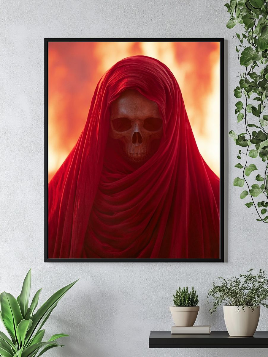 Crimson Skull Hooded Figure Poster. — room view 4