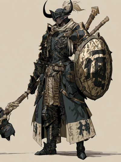 Armored Samurai Warrior Illustration Poster.