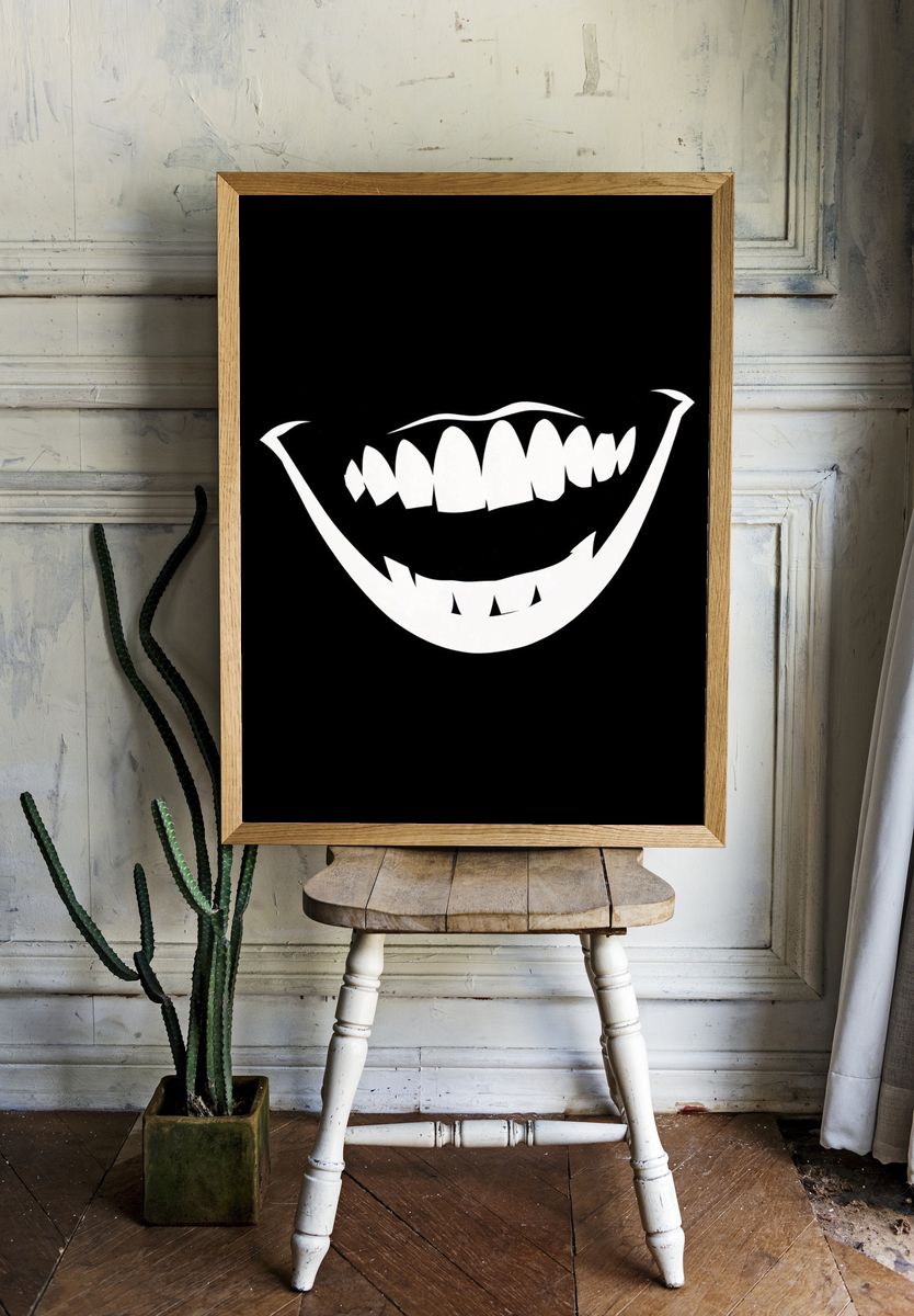Grinning Teeth Typography Poster. — room view 1