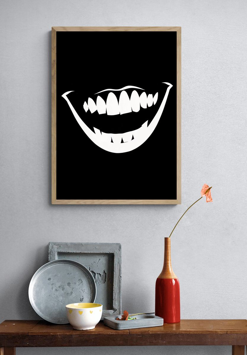 Grinning Teeth Typography Poster. — room view 3