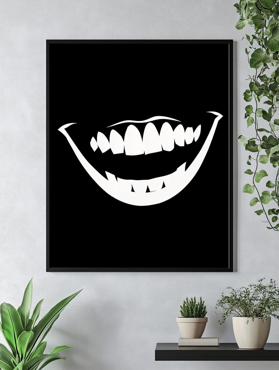 Grinning Teeth Typography Poster. — room view 4