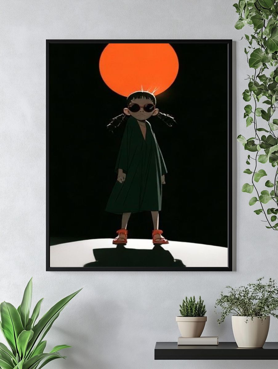 Surreal Girl and Sun Illustration Poster. — room view 4
