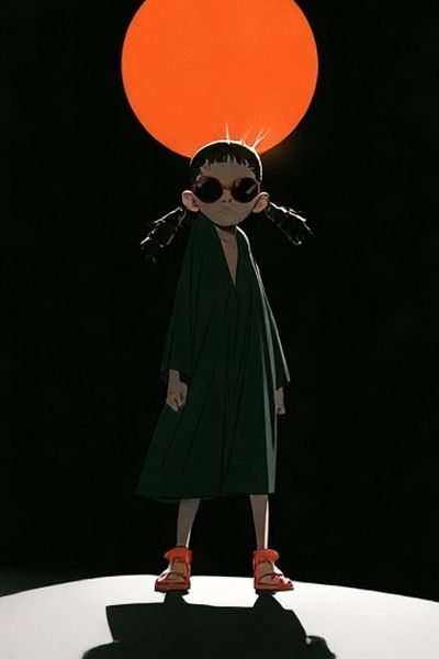 Surreal Girl and Sun Illustration Poster.