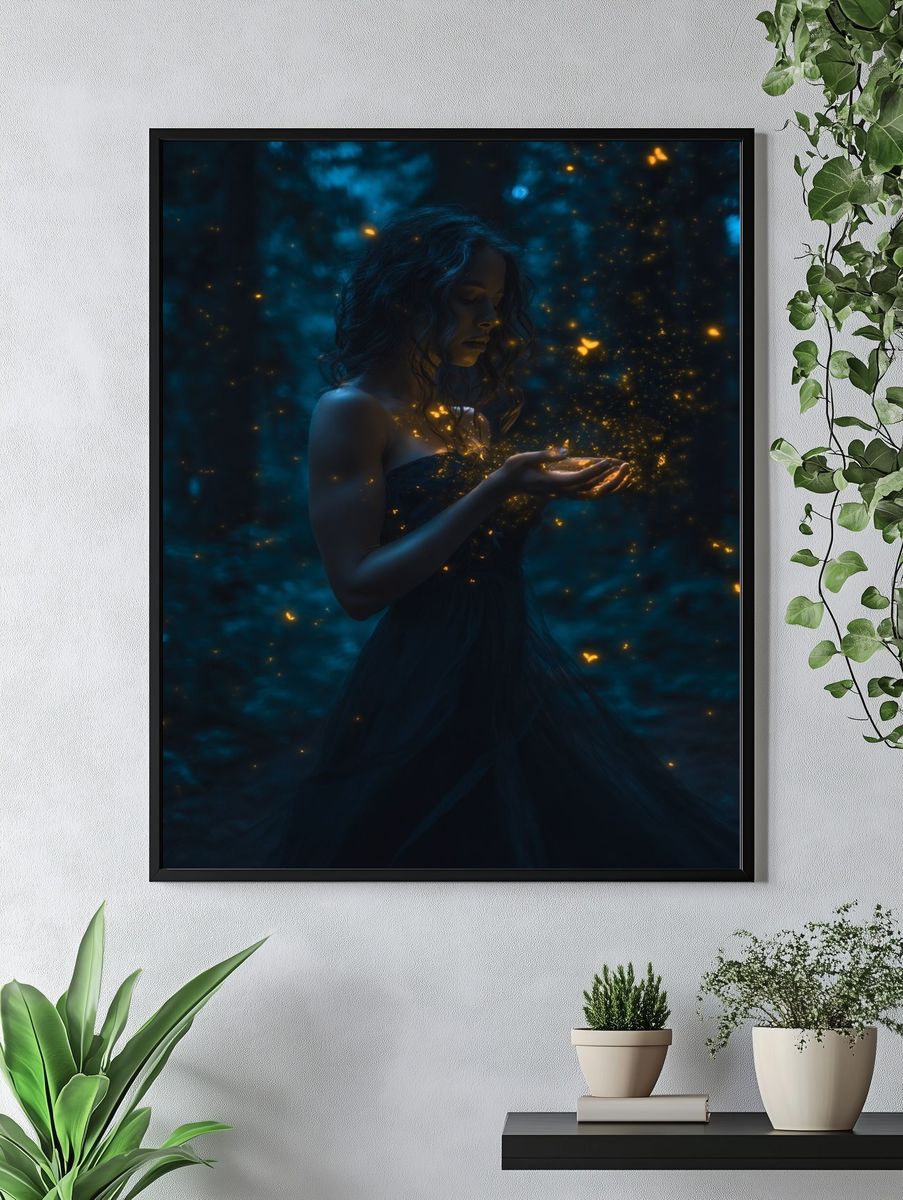 Mystic Woman with Fireflies Poster. — room view 4