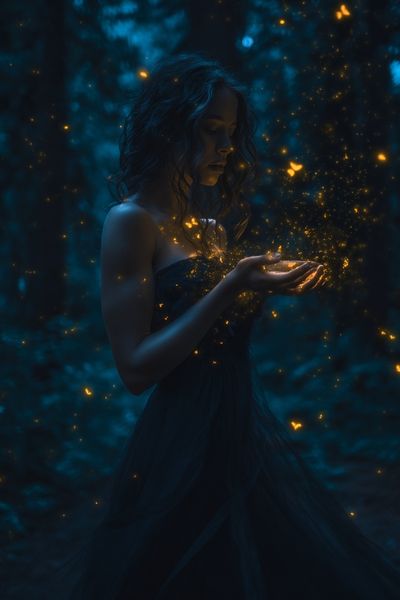 Mystic Woman with Fireflies Poster.