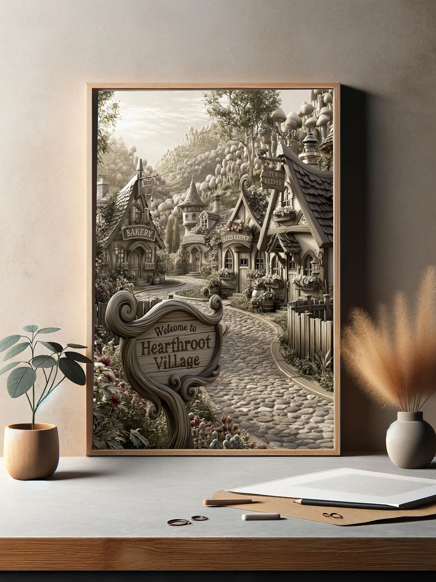 Hearthroot Village Fantasy Print. — room view 2