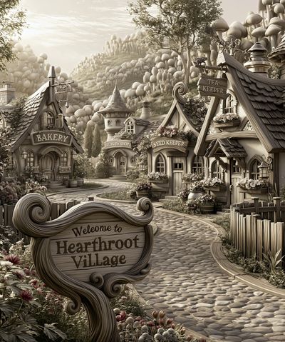 Hearthroot Village Fantasy Print.
