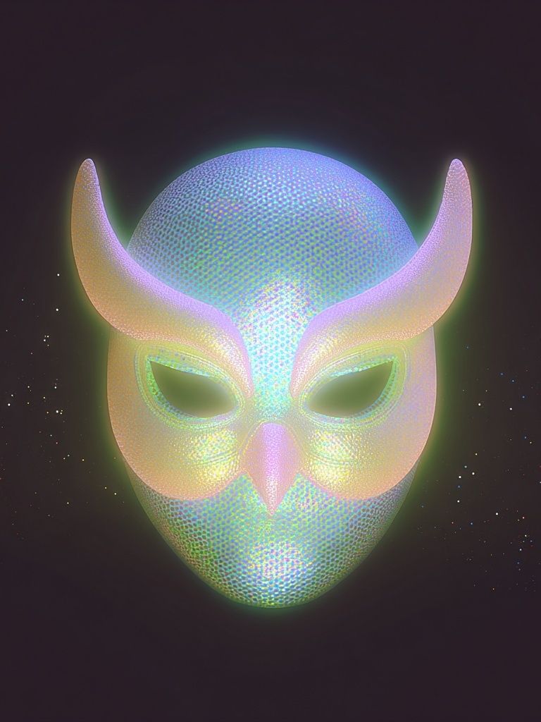 Iridescent Horned Mask Print. poster detail