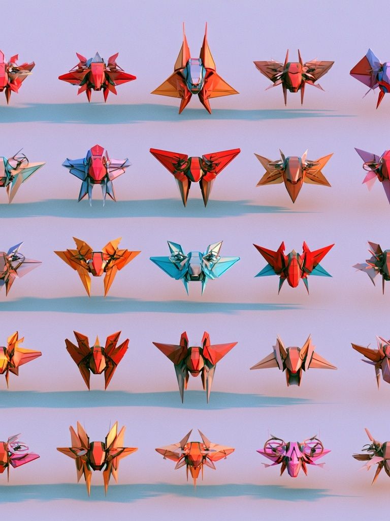 Origami Insect Grid Poster. poster — illustration art