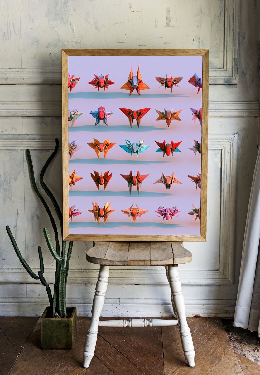 Origami Insect Grid Poster. room preview