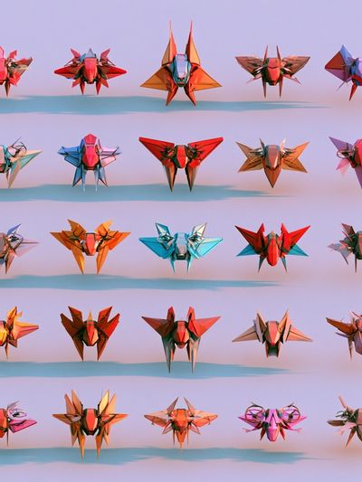 Origami Insect Grid Poster. poster