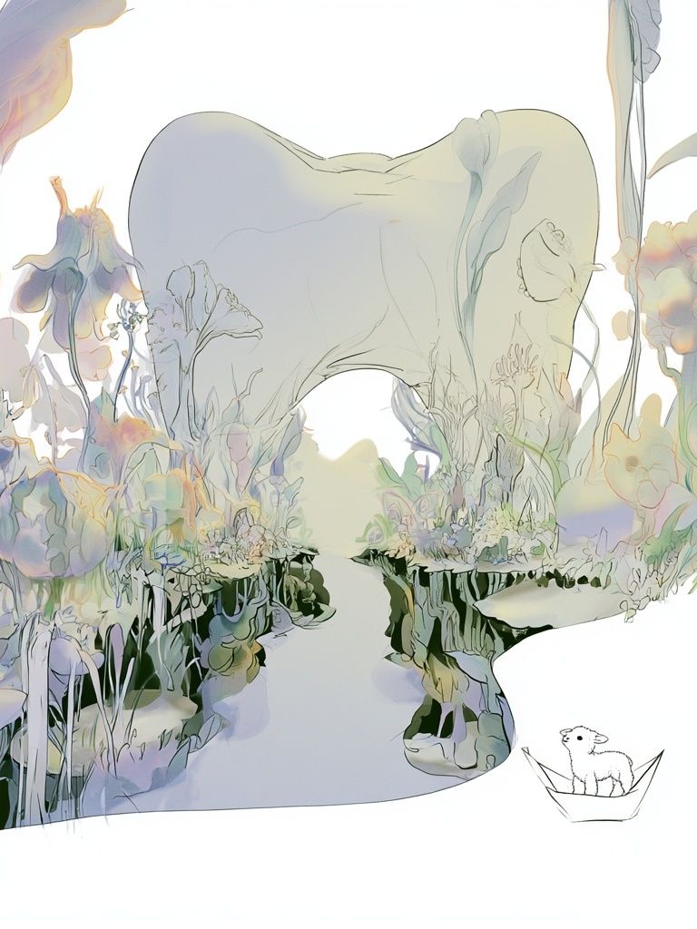 Dreamy Floral Landscape Illustration Poster. poster — illustration art