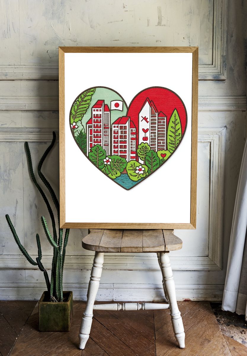 City Heart Illustration Poster. room preview