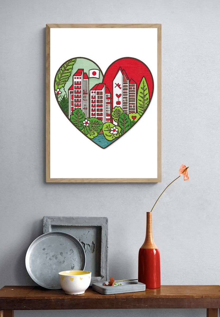 City Heart Illustration Poster. — room view 3